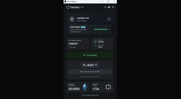 Teneo Beacon app screenshot